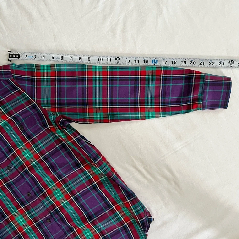 Lauren Ralph Lauren Women's Button Front Shirt Size M Purple Plaid Long Sleeve - Picture 9 of 9